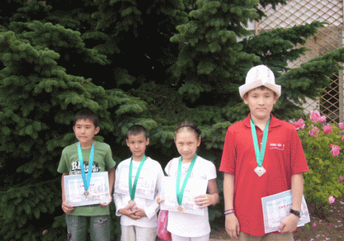 Медалисты в личном зачете - Турганбаев Даулет, Баймахан Чингиз, Кадырова Эльмира, Сулеймен Куаныш  